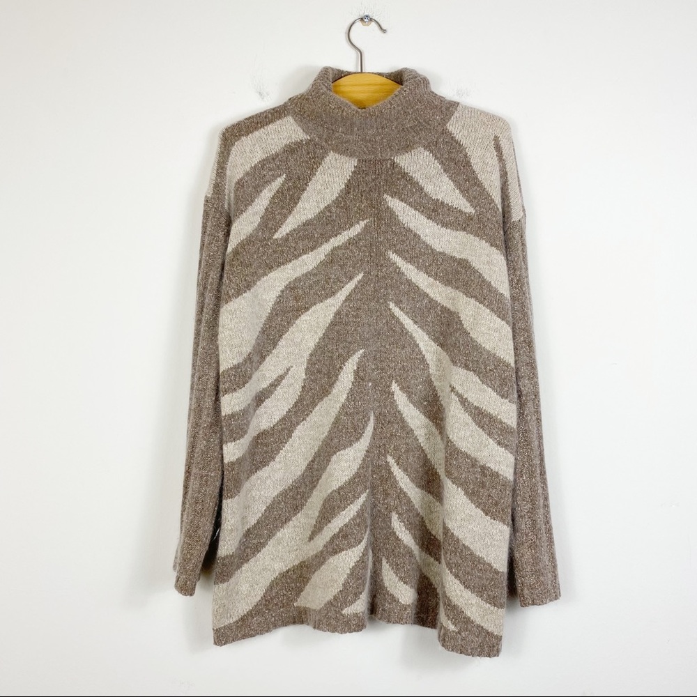 Segue Vintage Animal Print Turtleneck Sweater Size Large